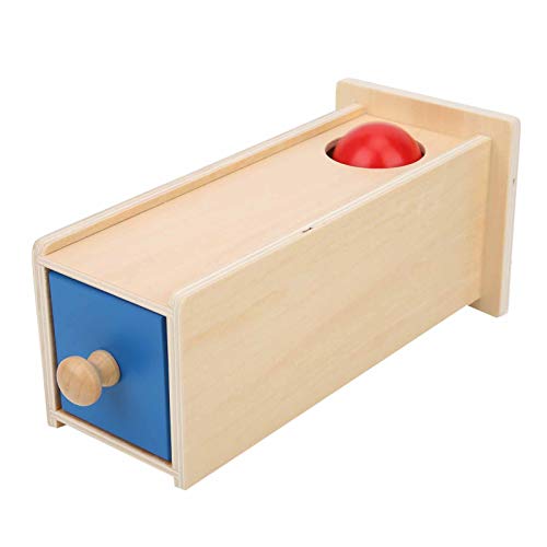 Object Permanence Box, Montessori Holzspielzeug Baby Imbucare Box Kinderspielzeug Holzmünze Ball Box Lernspielzeug Streichholz Farbtropfen Spiel für Jungen(Rechteckige Schublade mit runder Kugel) von SPYMINNPOO