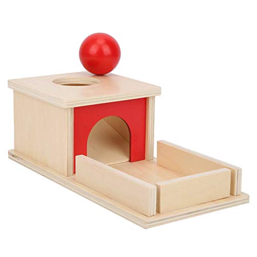Object Permanence Box, Montessori Holzspielzeug Baby Imbucare Box Kinderspielzeug Holzmünze Ball Box Lernspielzeug Streichholz Farbtropfen Spiel für Jungen Mädchen Kleinkinder(Permanente Zielbox) von SPYMINNPOO