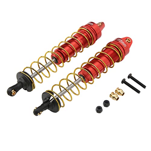 RC Auto RC Auto Federdämpfer 1/10 RC Dämpfer Set mit Federn, 115 Mm RC Federdämpfer Anti-Vibration CNC Bearbeitung Verstellbarer Federdämpfer für Axiale SCX10 für 1/10 RC Crawler (Rot) von SPYMINNPOO