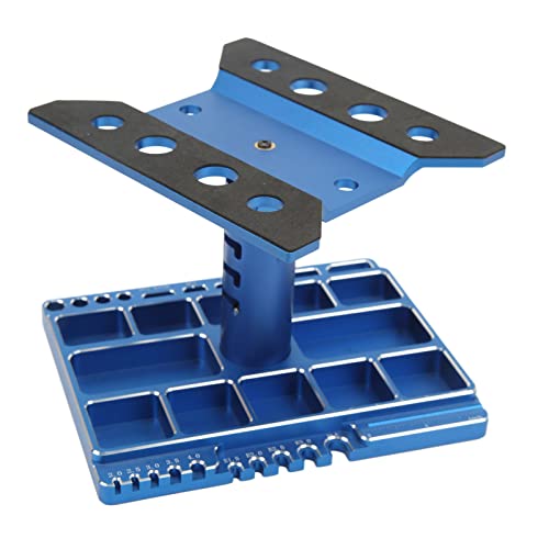 RC Car Work Stand, Reparaturarbeitsplatz 360 Grad Drehbarer, Abschließbarer Lift Lower für die Reparatur von RC-Fahrzeugen (Blau) von SPYMINNPOO