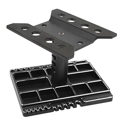 RC Car Work Stand, Reparaturarbeitsplatz 360 Grad Drehbarer, Abschließbarer Lift Lower für die Reparatur von RC-Fahrzeugen (Schwarz) von SPYMINNPOO