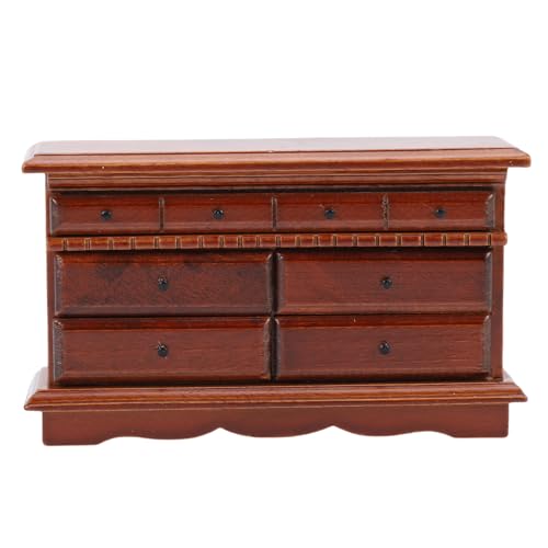 SPYMINNPOO 1/12 Skala Dollhouse Schubladenschrank, Holz -Miniatur -Truhe mit Mehreren Schuppen für die Dekoration von Puppenhaus (Kastanienbraun) von SPYMINNPOO