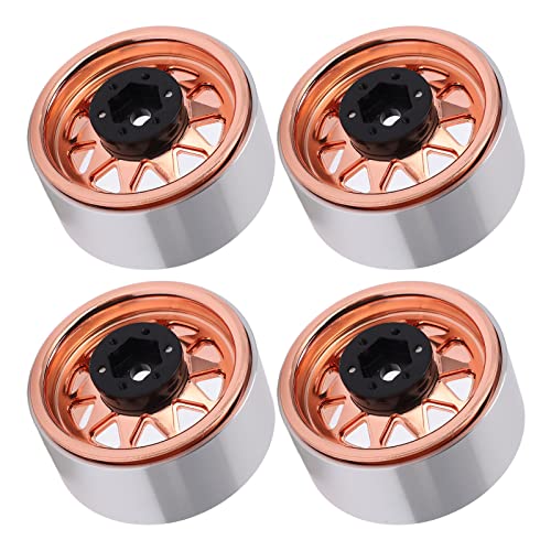 SPYMINNPOO 1,9 Zoll Metallradfelgen, Hochfestigkeit 10 Dreiecks -Loch -Hub -Ersatz für Axial, SCX10, 90046, D90 1/10 RC -Auto (Gold) von SPYMINNPOO