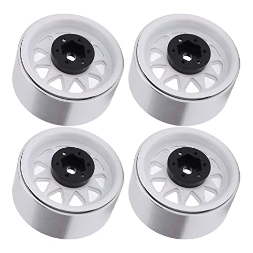 SPYMINNPOO 1,9 Zoll Metallradfelgen, Hochfestigkeit 10 Dreiecks -Loch -Hub -Ersatz für Axial, SCX10, 90046, D90 1/10 RC -Auto (White) von SPYMINNPOO