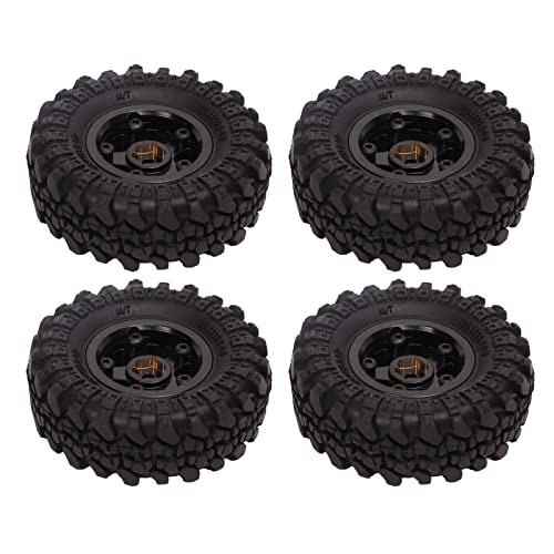 SPYMINNPOO 1 Zoll RC -Reifen mit Messingradzentren, 4pcs Gummireifen für 1/18 1/24 Crawler -Autos, Verbesserter Griff und Alle Terrain -Leistung (Schwarzgolden) von SPYMINNPOO