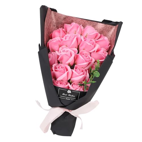 SPYMINNPOO 18-teiliger Rosenstrauß, Künstliche Rosen aus Kunststoff mit Lebensechten Blütenblättern, Ideal für Blumenarrangements mit Langlebigem Stiel (PINK) von SPYMINNPOO