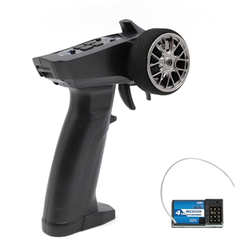 SPYMINNPOO 2,4 GHz 4Ch RC -Sender mit Empfänger für Autos & Boote, Doppelrate -Einstellung Niedriger Batterie -Alarm -Grip -Design und Kompakter Empfänger von SPYMINNPOO
