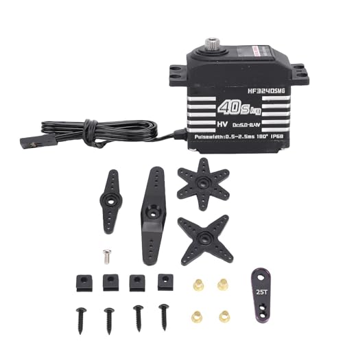 SPYMINNPOO 25T RC Digitaler Servomotor, IP68 Metallgetriebe für 1/12 1/10 1/8 Skalen RC Car Crawler Roboter -LKW Skala (Black) von SPYMINNPOO