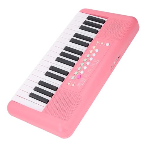 SPYMINNPOO 32 Taste Electronic Keyboard Piano Tragbares 32-Tasten-Digitalklavier mit Mikrofon 16 Töne 10 Rhythmen 6 Percussion für Anfängeraufzeichnungswiedergabe (erdbeerrot) von SPYMINNPOO