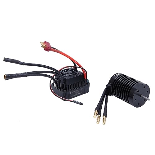 SPYMINNPOO 4 Mm Bürstenloser Motor, 60A Gold Bananenstopfen wasserdichte Bürstenlose ESC -Set, Wärmeabteilung, Präzisionskontrolle (4370KV) von SPYMINNPOO