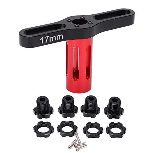 SPYMINNPOO 4 Set-Rad-Hex-Hubs Sets, 17-mm-Radmuttern & Rad Hex Hubs & Radschlüssel Aluminium-Upgrades Teil für 5353x E-Revos Summit 1/10 RC Auto (Black) von SPYMINNPOO