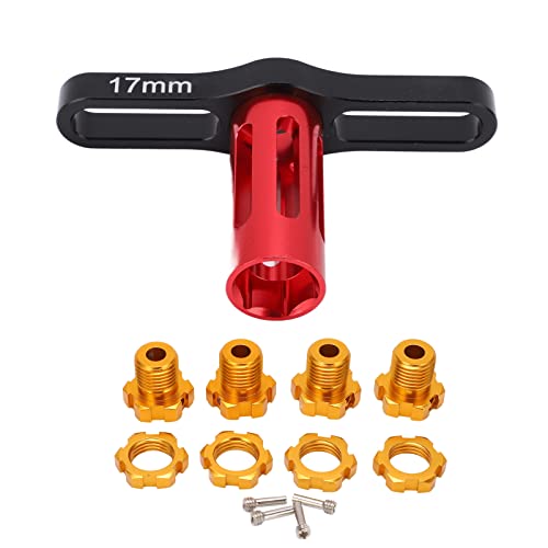SPYMINNPOO 4 Set-Rad-Hex-Hubs Sets, 17-mm-Radmuttern & Rad Hex Hubs & Radschlüssel Aluminium-Upgrades Teil für 5353x E-Revos Summit 1/10 RC Auto (Gold) von SPYMINNPOO