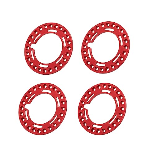SPYMINNPOO 4-teiliges Felgensicherungsring-Set, 1,9-Zoll-Felgenring aus Aluminiumlegierung, Kompatibel mit Axial SCX10 90046 1/10 RC Car (Rot) von SPYMINNPOO