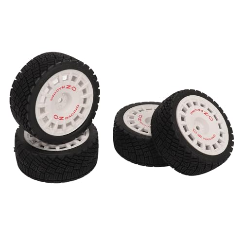 SPYMINNPOO 4-teiliges RCräder Set, RC-Auto-Gummireifen, Hohe Verschleißfestigkeit, Starke Dämpfung, 1/10 RC-On-Road-Reifen (White) von SPYMINNPOO