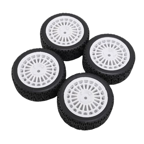 SPYMINNPOO 4PCS 1 10 RC Rally -Autorreifen, 70 Mm Anti -Slip -Labyrinth -Muster -Reifen -Rand -Rand -Set für TT01 XV02 & 94123 (White) von SPYMINNPOO