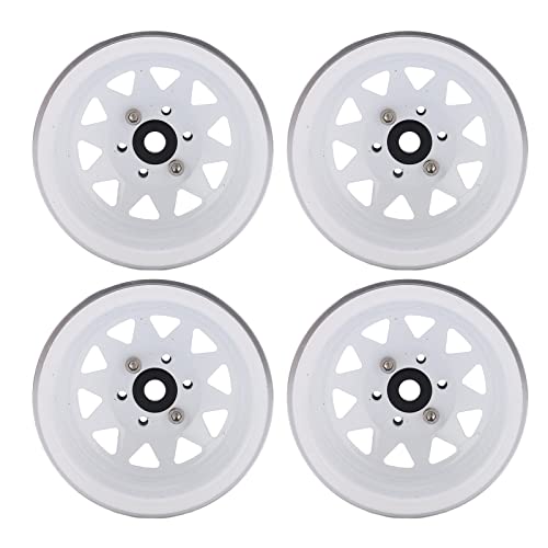SPYMINNPOO 4pcs RC Rad Rim Hub, Metall 1,9 -Zoll -Rad Felgen 10 Dreiecksloch -Hub -Ersatzteil für Axiale SCX10 1/10 RC Kletterauto (White) von SPYMINNPOO