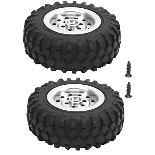 SPYMINNPOO 55 Mm/2,2 Zoll RC-LKW-Reifen, Aluminiumlegierungsschraubenrad mit Anti-Skid-Gummi für WPL D12 1/10 Scale Off Road RC-Autos (Silber S) von SPYMINNPOO