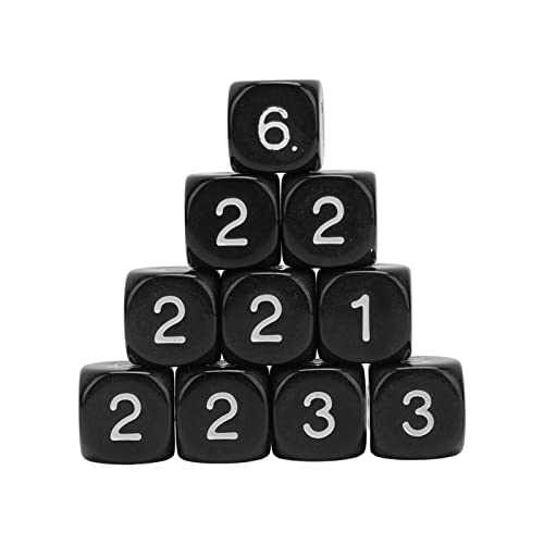 SPYMINNPOO 6-seitiges Polyeder-Würfel-Set, 20 Stück, 6-seitige Zahlenwürfel aus Kunststoff, 16 Mm, Runde Eckwürfel-Set für Zahlenlehr-Brettspiele (Schwarz) von SPYMINNPOO