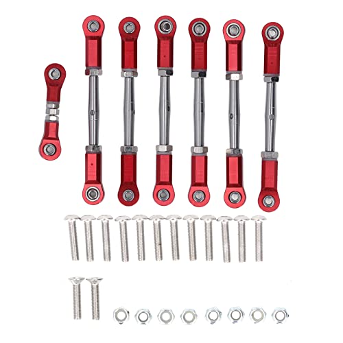 SPYMINNPOO 7PCS Tie Link Rod Set, Aluminium Verstellbare Spann Schlösser Camber Links Upgrade Teile für Slash 4 X4 / 2WD 1/10 RC Auto Upgrade Teile (weißes Licht) von SPYMINNPOO