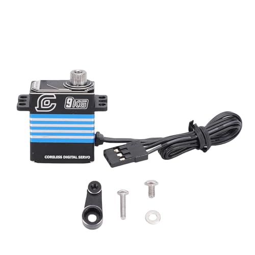 SPYMINNPOO 9 Kg RC Digital Micro Servo, Hohe Empfindlichkeit IP66 Metall -Servo für SCX10 III 1/18 RC Crawler mit Armersatz (Blue) von SPYMINNPOO