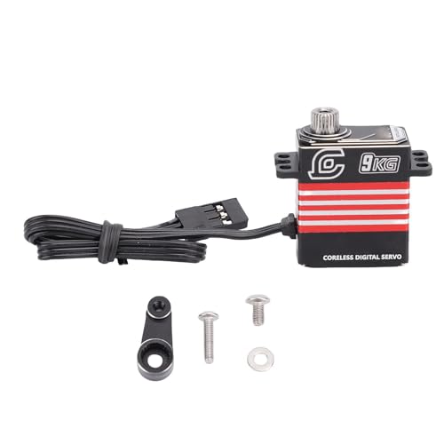 SPYMINNPOO 9 Kg RC Digital Micro Servo, Hohe Empfindlichkeit IP66 Metall -Servo für SCX10 III 1/18 RC Crawler mit Armersatz (Rot) von SPYMINNPOO