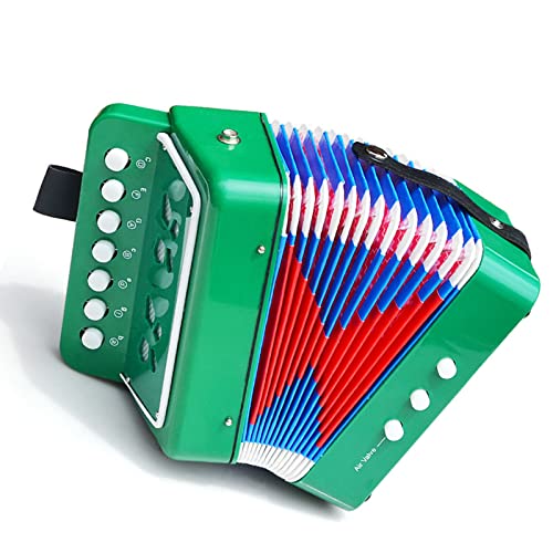 SPYMINNPOO Akkordeon Musikinstrument Kinder Akkordeon Spielzeug 2 Bass 7 Schlüssel, Geeignet für Kinder auf Geburtstagsfeiern, Plastikmaterial (Green) von SPYMINNPOO
