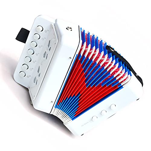 SPYMINNPOO Akkordeon Musikinstrument Kinder Akkordeon Spielzeug 2 Bass 7 Schlüssel, Geeignet für Kinder auf Geburtstagsfeiern, Plastikmaterial (White) von SPYMINNPOO