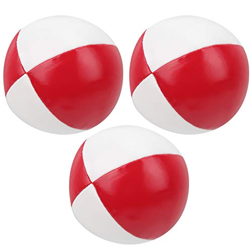 SPYMINNPOO Anfängerfreundlich Jonglieren Bälle Set 6,3 cm Soft Pu Jonglierkugeln, 3pcs für die Einstiegspraxis (rot und weiß) von SPYMINNPOO