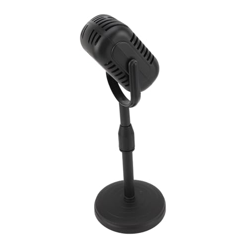 SPYMINNPOO Antikes Mikrofon Dekor, Schwarz Vivd Leichte Retro Mikrofon Requisiten mit Standmodell für Dekorationen Rollenspiel von SPYMINNPOO