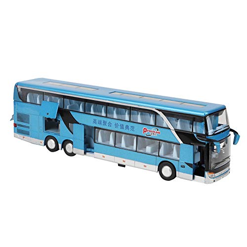 SPYMINNPOO Bus Spielzeug, Elektrisch Spielzeugauto 1:32 Kinder Druckguss Metall Doppeldecker Bus Modell Spielzeug mit Leichter Musik für Kinder Geschenk (Blau) von SPYMINNPOO