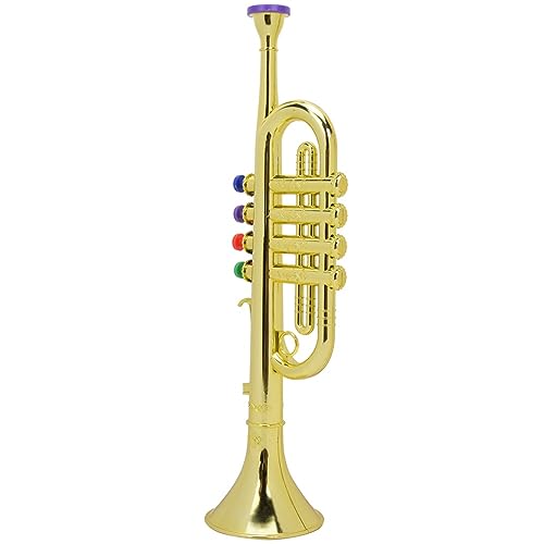 SPYMINNPOO Kid Trumpet Toy, Vorschulmusikinstrument Inspirieren Musikinteressen Golden Coated Plastic Trompete Toy von SPYMINNPOO