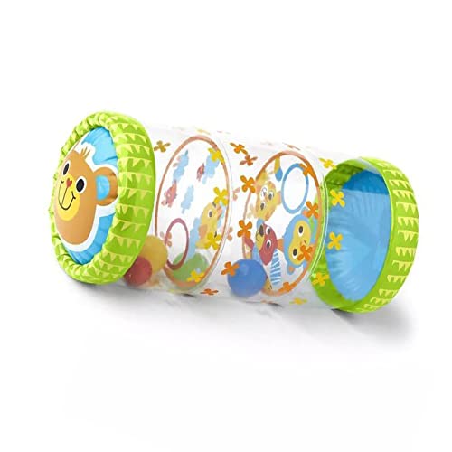 SPYMINNPOO Krabbelspielzeug für Babys, Aufblasbare Rolle für Kleinkinder, PVC-Krabbelspielzeug für die Frühe Entwicklung mit Bällen und Glocken für Babys Im Alter von 3 Monaten Bis 3 Jahren von SPYMINNPOO