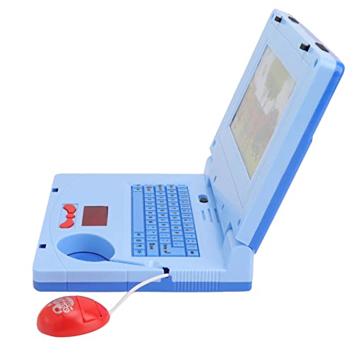 SPYMINNPOO Laptop Spielzeug für Kinder, Lerncomputer Laptop Tablet PäDagogisches mit LED Musik Kognitives Entwicklungssimulations Computer Spielzeugg (Blaue Nicht einziehbare Maus) von SPYMINNPOO