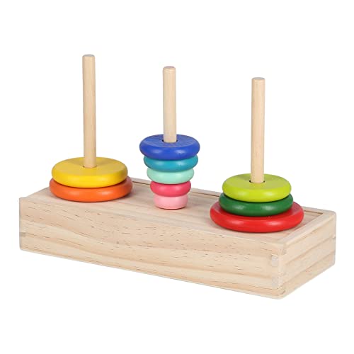 SPYMINNPOO Logica Puzzles Art, Tower of Hanoi Stapelspielzeug mit 10 Ringe Puzzle Holz Logik Baby Stapelset Spielzeug mit Aufbewahrungsbox für Kinder ab 5 Jahren(Turm von Hanoi in großer Kiste) von SPYMINNPOO