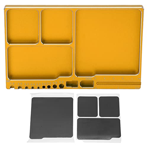 SPYMINNPOO Magnetschraubenschale, Aluminiumlegierung Magnetische Adsorption RC Reparaturwerkzeug Tablett Weit Verbreitete RC -Reparaturwartung für Fahrzeuge Flugzeugeschiffe (Golden) von SPYMINNPOO