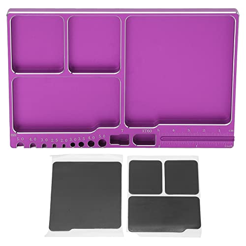 SPYMINNPOO Magnetschraubenschale, Aluminiumlegierung Magnetische Adsorption RC Reparaturwerkzeug Tablett Weit Verbreitete RC -Reparaturwartung für Fahrzeuge Flugzeugeschiffe (Purple) von SPYMINNPOO