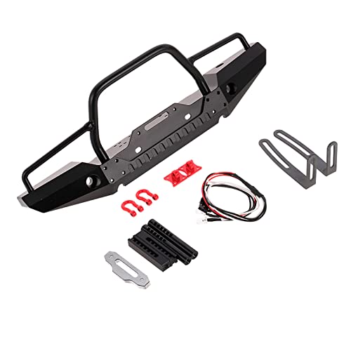 SPYMINNPOO Metall -Frontstoßstange, 1/10 RC -Crawler -Stoßfänger mit LED -Licht, Kompatibel mit SCX10ll (Flachkopf) von SPYMINNPOO