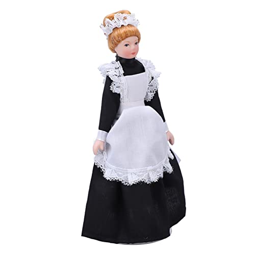 SPYMINNPOO Mini Keramikpuppenmodell Flexible Bewegliche Viktorianische Dienstmädchenpuppe für Puppenzubehör Display Style 1:12 Skalengröße von SPYMINNPOO
