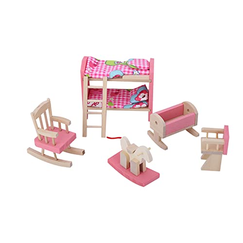 SPYMINNPOO Puppenhaus-Möbel, Lebensechte Mini-Simulations-Holzmöbel-Set für 1:12 Puppenhaus-Zubehör(Kinderzimmer) Kinderspielzeug Simulationsmöbel von SPYMINNPOO