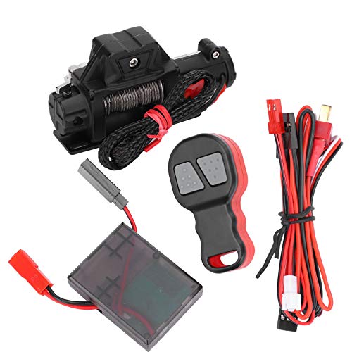 SPYMINNPOO RC Auto Seilwinde, Seilwinde Fernbedienung Empfänger Set RC Autoteile RC Simulierte Seilwinde Kompatibel mit SCX10 90046 1/10 RC Crawler(Schwarz) Modellspielzeug Zubehör Für Modellautos von SPYMINNPOO