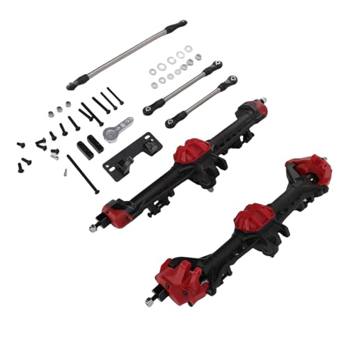 SPYMINNPOO RC -Auto Vorne Hinterachse, Mattes Texturerde -Clearance -Upgrade -Kit mit Zahnrädern für Axiales SCX10 SCX10 II 1/10 (Black Red) von SPYMINNPOO