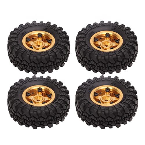 SPYMINNPOO RC -Crawler -Reifen, Gummi -RC -Reifen Messing Wheel Hub Messing RC Autoradreifen für FMS FCX24 1/18 1/24 Crawler Eingestellt (Gold) von SPYMINNPOO