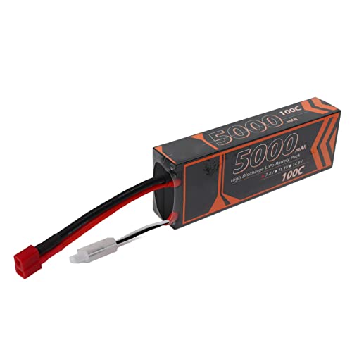 SPYMINNPOO RC Lipo Akku, Hardcase Lipo Akku 7,4 V 5000 MAh 2S 100C RC Lipo Akku mit T-förmigem Rotem Stecker für RC-Modell von SPYMINNPOO