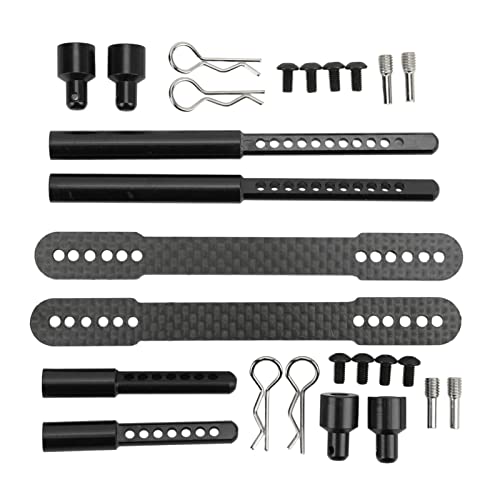 SPYMINNPOO RC Shell Säulen, Vorne Hinten Aluminium Legierung Auto Karosserie Halterung Mit Kompletter Kit Für Axial SCX10 90046 90047 1/10 RC Auto (Black) von SPYMINNPOO