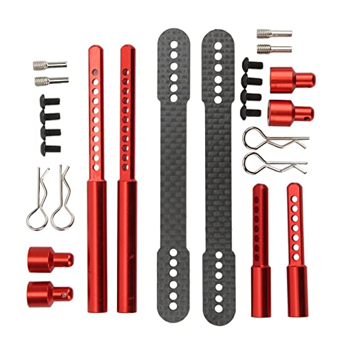 SPYMINNPOO RC Shell Säulen, Vorne Hinten Aluminium Legierung Auto Karosserie Halterung Mit Kompletter Kit Für Axial SCX10 90046 90047 1/10 RC Auto (Rot) von SPYMINNPOO