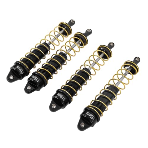 SPYMINNPOO RC Stoßdämpfer, 4 teiliger Stoßdämpfer aus Aluminiumlegierung, 115 Mm Metallfederungs Stoßdämpfer für 1/10 RC Crawler Car (Black) von SPYMINNPOO
