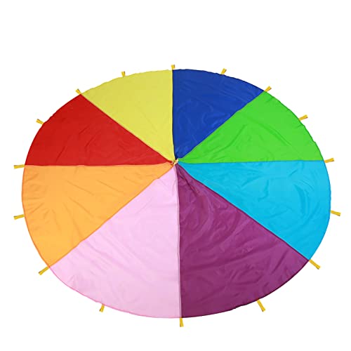 SPYMINNPOO Regenbogen Schwungtuch, 3/3,6/6 Meter Bunt Fallschirm für Kinder Spielzeug, Mehrfarbiges Partyspiel Fallschirmspiel für Kinder Familie Outdoor Spiel (3,6 Meter) von SPYMINNPOO