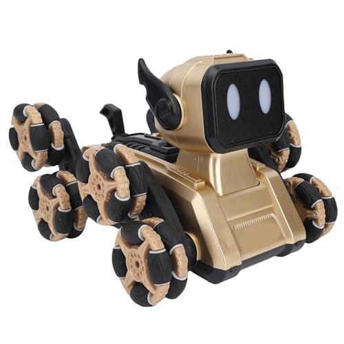 SPYMINNPOO Remote Control Robot Dog Toy, 8 Wheel Transforming RC Stunt Car with Smart Interactive Features, for Kids (Gold) von SPYMINNPOO