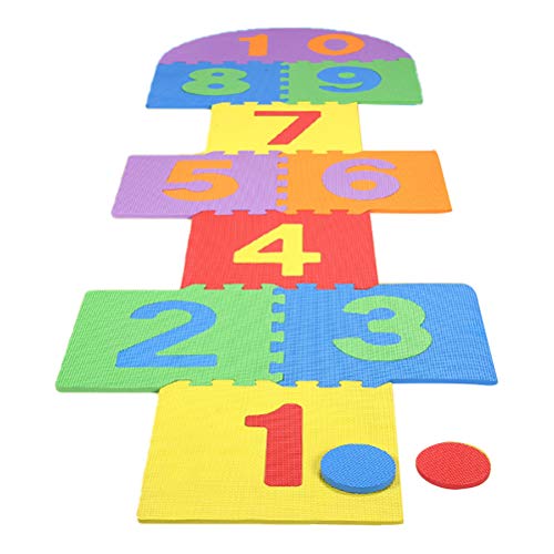 SPYMINNPOO Riesiges Hopscotch Mattenspiel für Kinder, Weiches, Ineinandergreifendes Familienspiel für 2–4 Spieler mit Scheiben Zum Spielen Im Innen- und Außenbereich (Colorful) von SPYMINNPOO