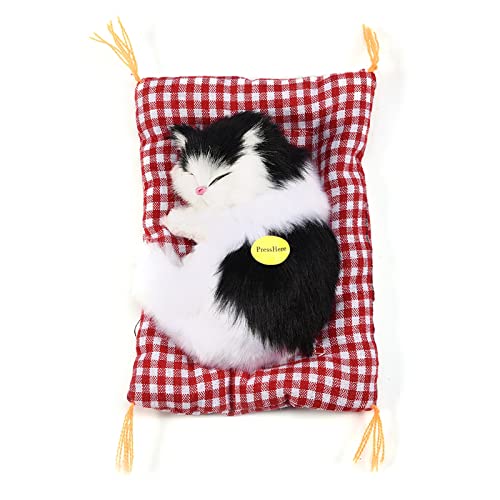 SPYMINNPOO Simulation Katzenspielzeug, 4 Arten Schlafendes Kind Simulation Katze Plüsch Sound Spielzeug Gefüllte Puppe Heimtextilien(Schwarz-weiße schlafende Katze) von SPYMINNPOO